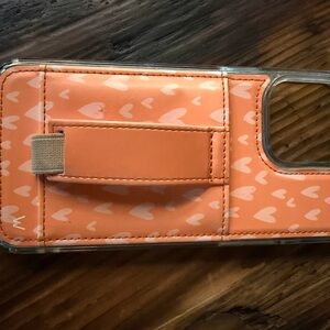 Chic Orange Heart Phone Case with Strap